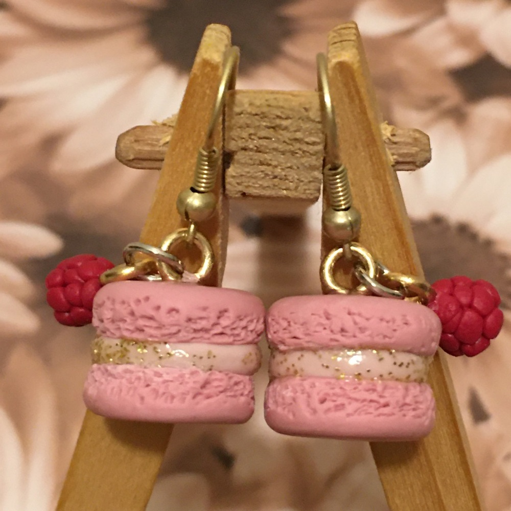 SOLD/Raspberry Macaron Earrings
